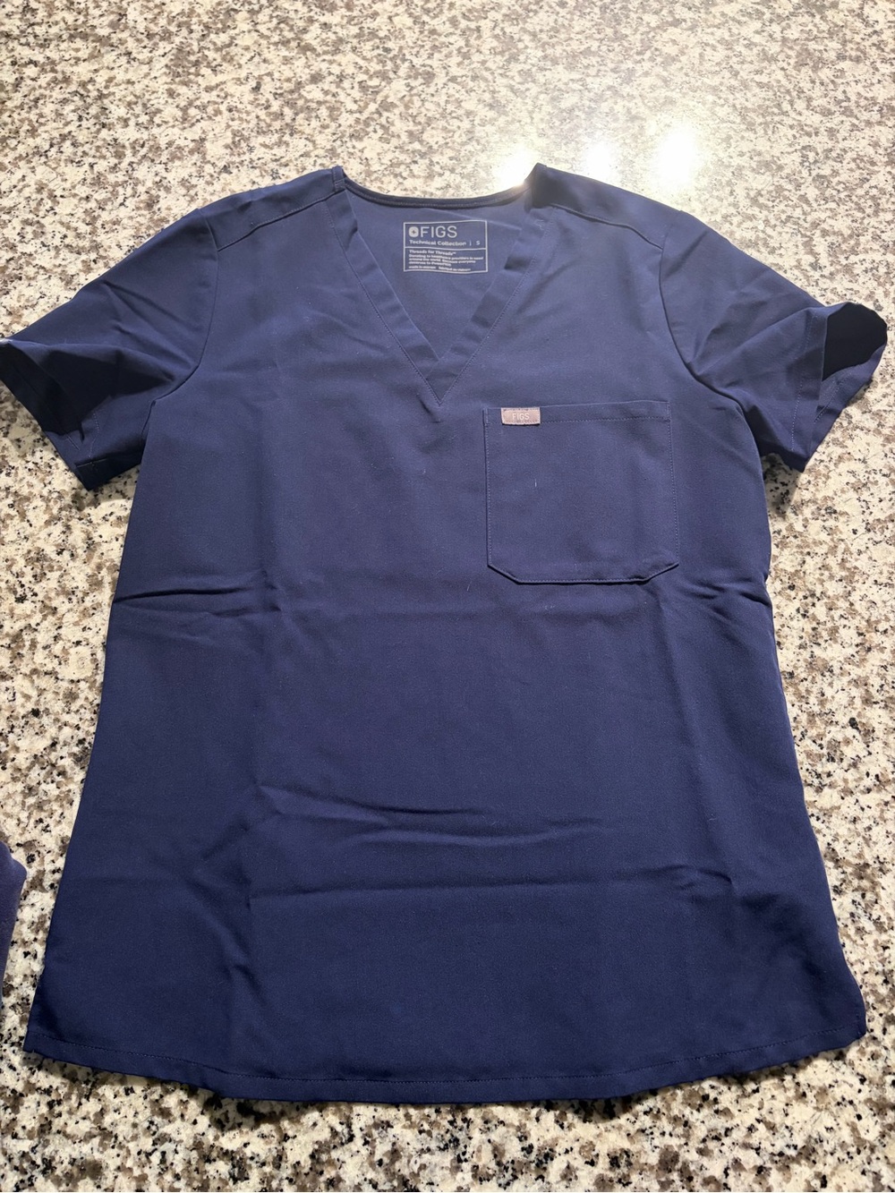 FIGS Women’s Navy V-Neck Scrub Top with Chest Pocket